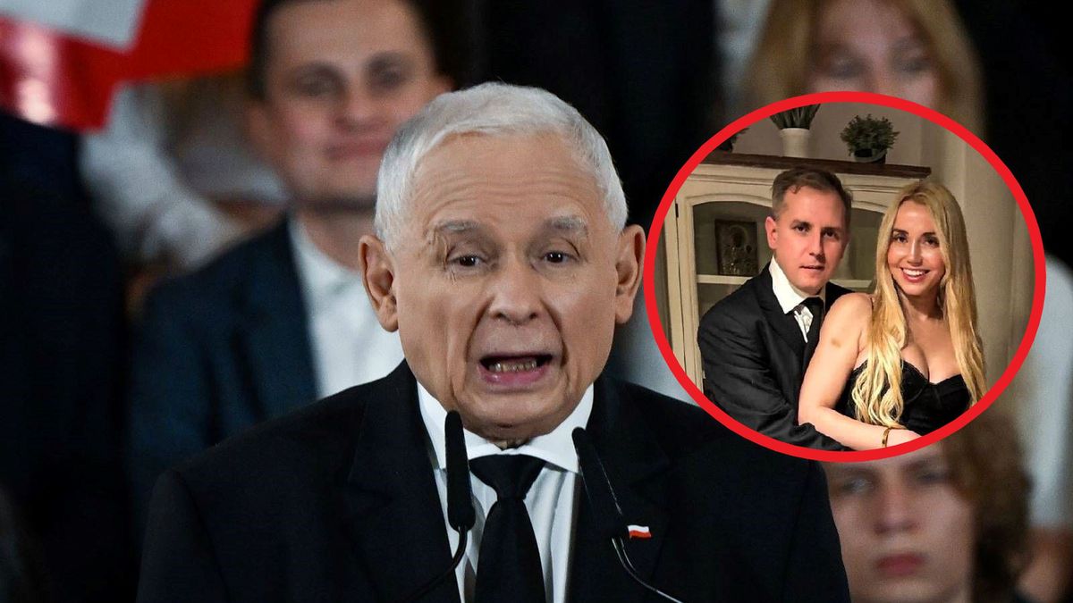 Getty Images / rtur Widak/NurPhoto via Getty Images/Twitter Marianna Schreiber / Na dużym zdjęciu Jarosław Kaczyński, na małym Przemysław Czarnecki i Marianna Schreiber