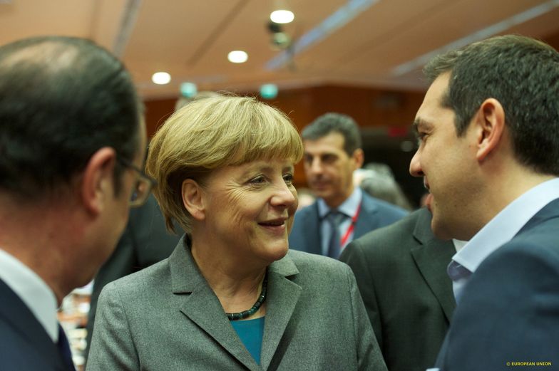 Angela Merkel i Aleksis Cipras podczas spotkania 12 lutego 2015 r.
