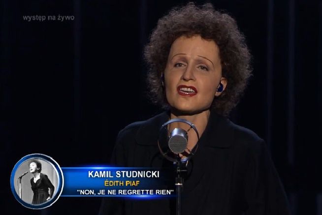 Kamil Studnicki jako Edit Piaf w  "Twoja Twarz Brzmi Znajomo"