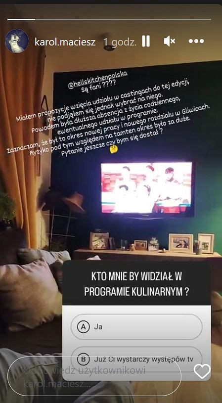 Karol mógł wystąpić w innym show