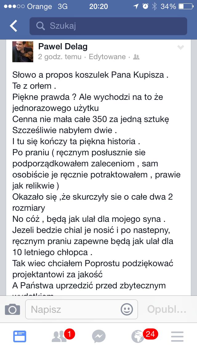 Pawel Deląg screen z Facebook