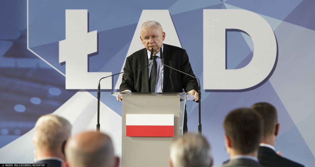 Jarosław Kaczyński podczas prezentacji Polskiego Ładu 