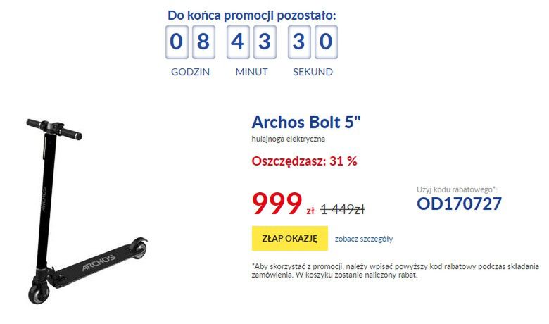 Przecena z 1499 na 999 złotych! Wystarczy podać kod rabatowy 2
