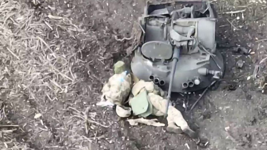 BMP-1U "Szkwał" po trafieniu ukraińską artylerią