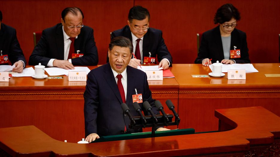 Chinese President Xi Jinping speaks during the Closing Session of the National People's Congress (NPC) at the Great Hall of the People, in Beijing, China, 13 March 2023. China holds two major annual political meetings, the National People's Congress (NPC) and the Chinese People's Political Consultative Conference (CPPCC) which run alongside and together are known as 'Lianghui' or 'Two Sessions'. EPA/MARK R. CRISTINO Dostawca: PAP/EPA.