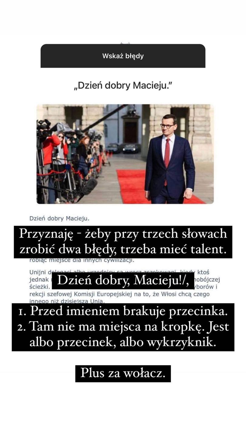 Błędy w e-mailu Mateusza Morawieckiego