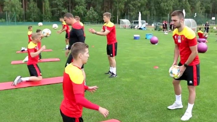 trening piłkarzy Jagiellonii podczas zgrupowania w Kępie 