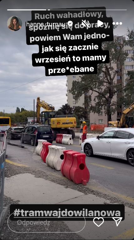 Hanna Turnau narzeka na remonty w Warszawie.