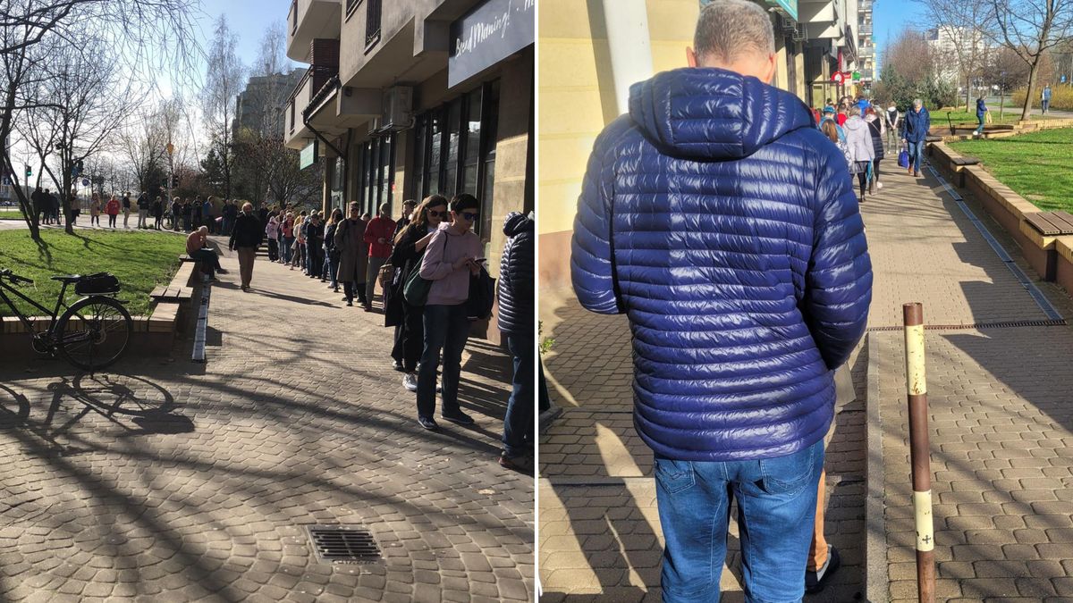 Ogromna kolejka przed piekarnią