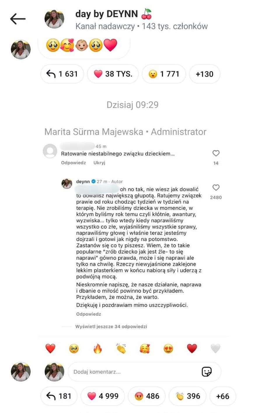 Deynn odpowiada na złośliwe komentarze.
