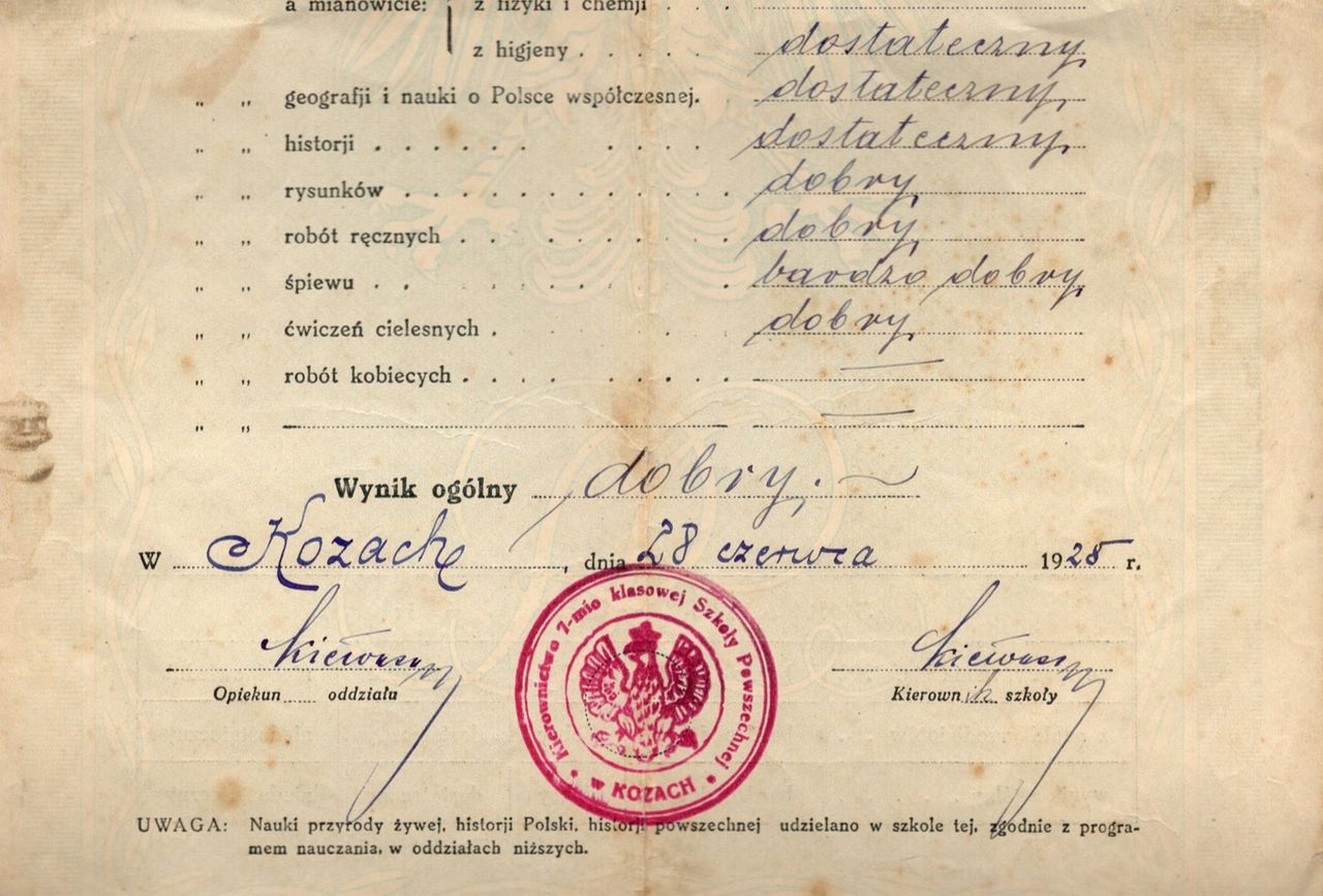 To świadectwo szkolne ma niemal 100 lat. Takie były wówczas przedmioty