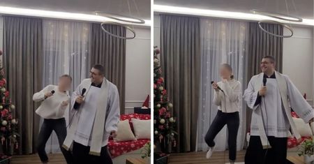 Co za sceny na kolędzie. Niesie się nagranie z księdzem
