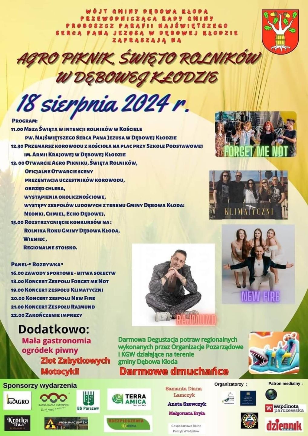 Dożynki w Dębowej Kłodzie 2024 - plakat, program wydarzenia