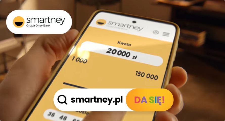 Smartney promuje się w telewizji hasłem "Pożyczka w jednym palcu"