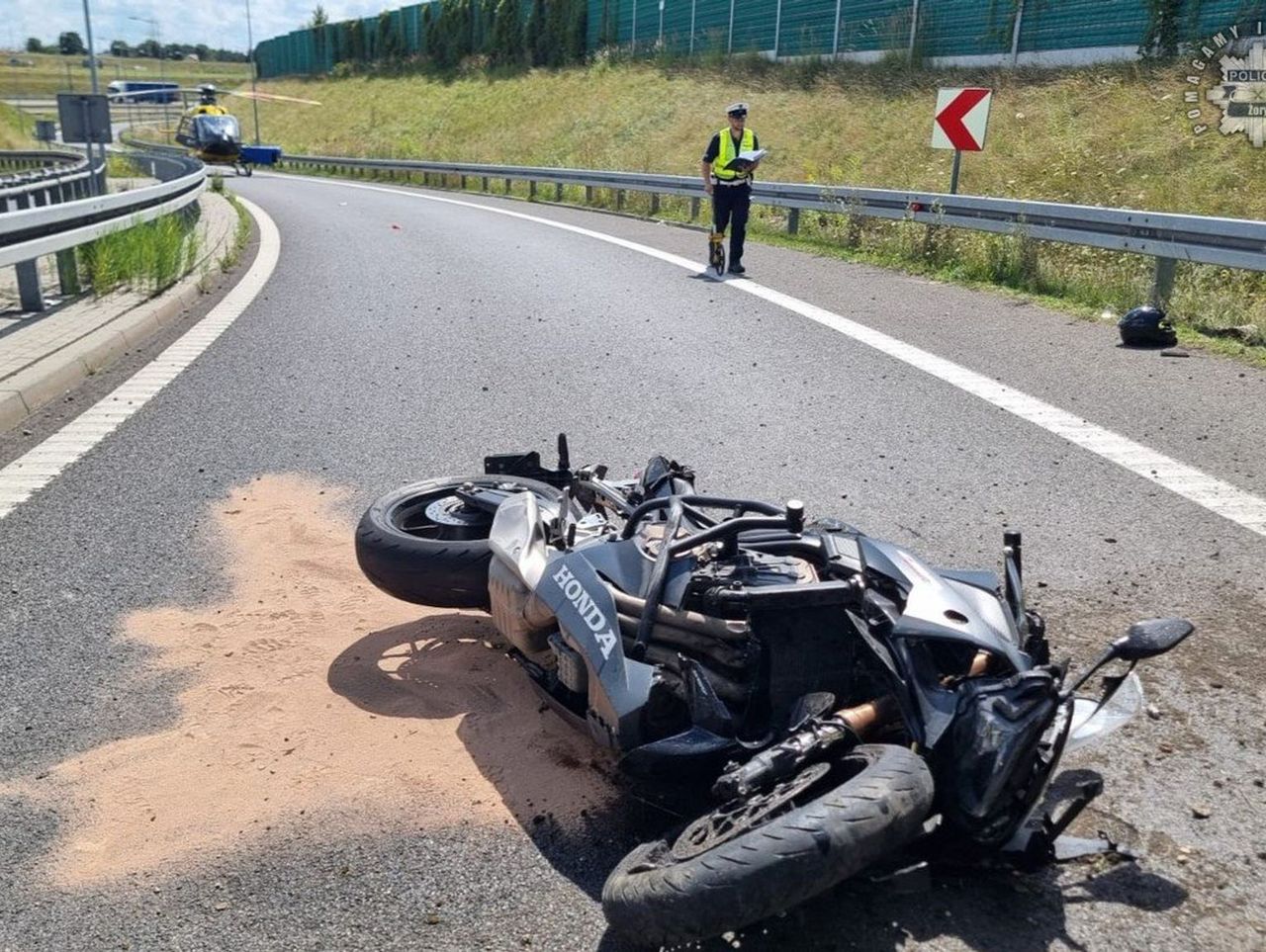 Wypadek motocyklisty na A1. 28-latek nie dostosował prędkości