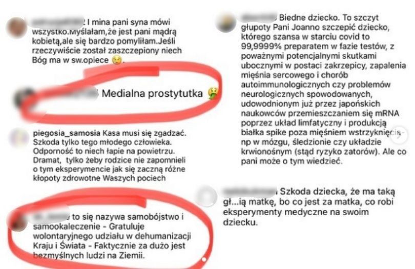 Joanna Racewicz prezentuje niewybredne komentarze internautów