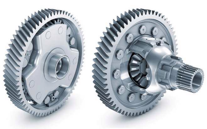 Porównanie mechanizmów różnicowych: Schaeffler (po lewej), standardowy (po prawej)