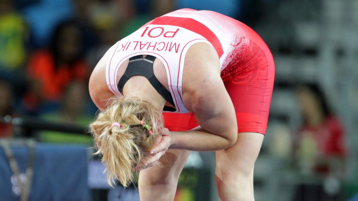 Monika Michalik po wygraniu repasażu zapasów w stylu wolny 63kg Rio 2016