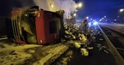 Tir stanął w płomieniach. Kierowca zasnął za kierownicą