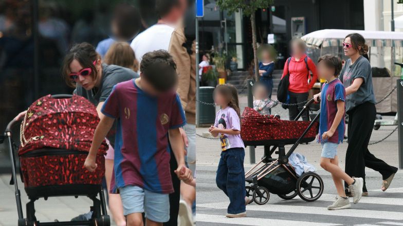 Olga Bołądź z rodziną w Sopocie