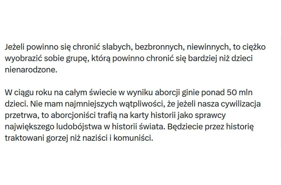 Sławomir Mentzen grzmi o aborcji na X