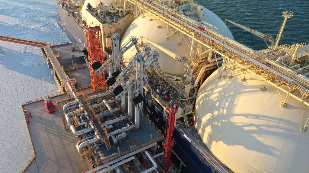 Sinopec LNG Terminal In Tianjin
TIANJIN, CHINA - JANUARY 07: The liquefied natural gas (LNG) cargo ship 'Cygnus Passage' from Russia is berthed at a liquefied natural gas (LNG) terminal operated by China Petrochemical Corporation (Sinopec Group) on January 7, 2021 in Tianjin, China. (Photo by VCG/VCG via Getty Images)
VCG
object object