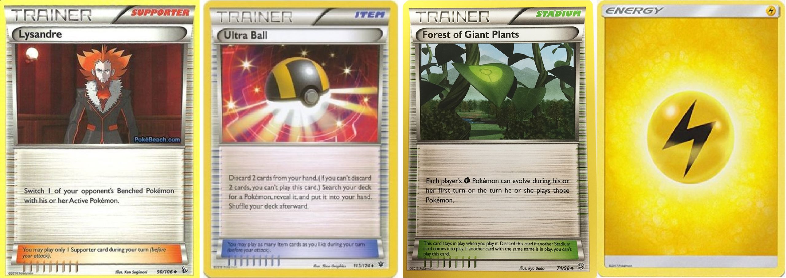 Trainery w tym karty Supporrter, Item, Stadium oraz Energia