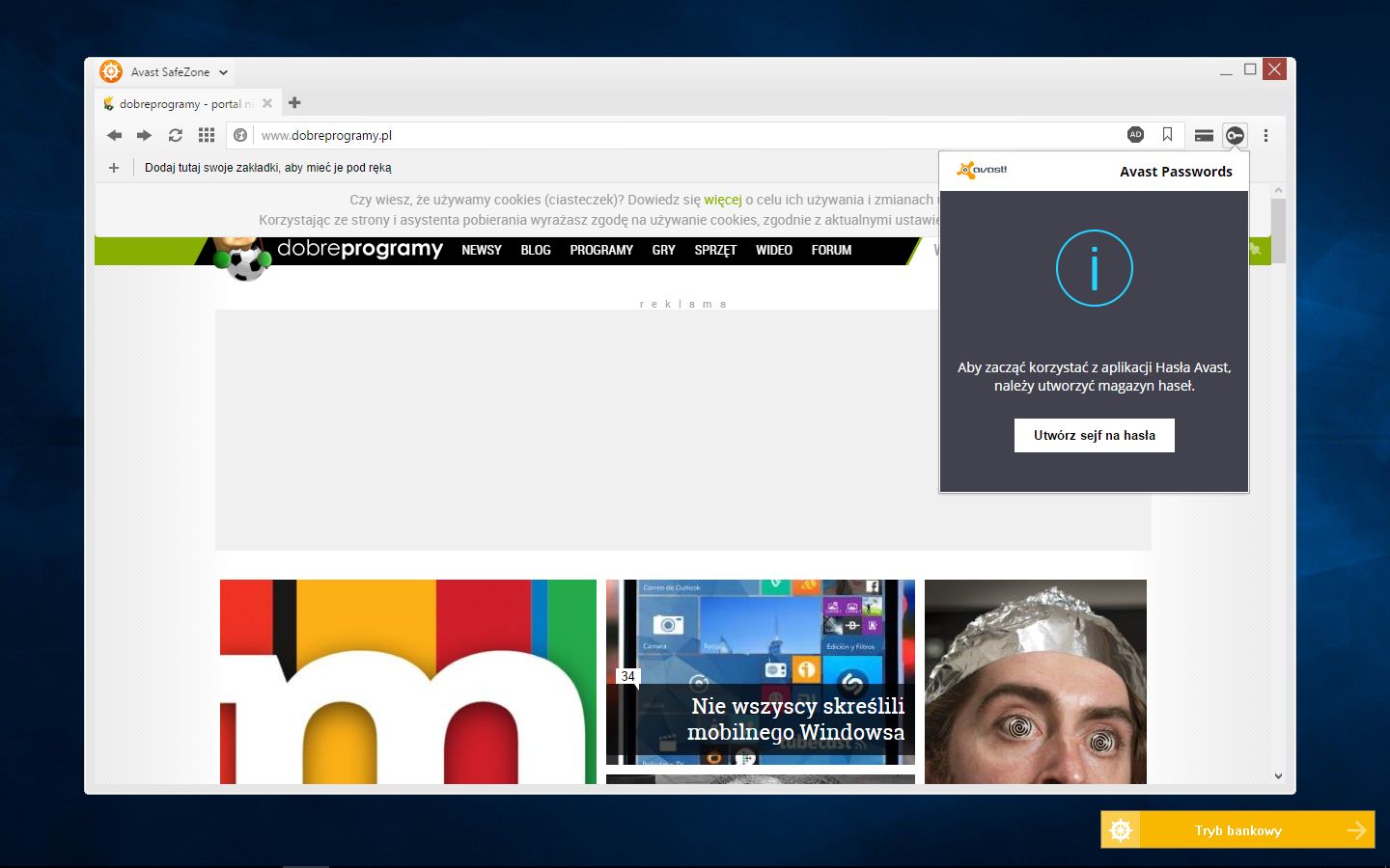 Przeglądarka Safezone Browser w akcji