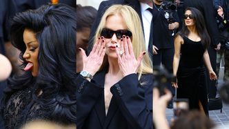 Znane miłośniczki mody zleciały się na pokaz Balenciagi: długowłosa Nicole Kidman, elegancka Salma Hayek, obładowana doczepami Cardi B