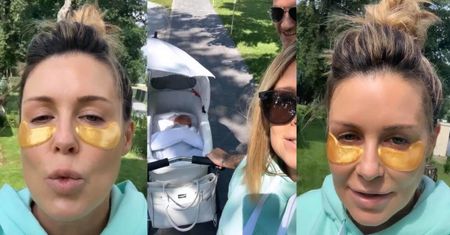 Zmarnowana Małgorzata Rozenek ratuje aparycję złotymi płatkami pod oczy przed spacerem z Henrykiem i Radziem (ZDJĘCIA)