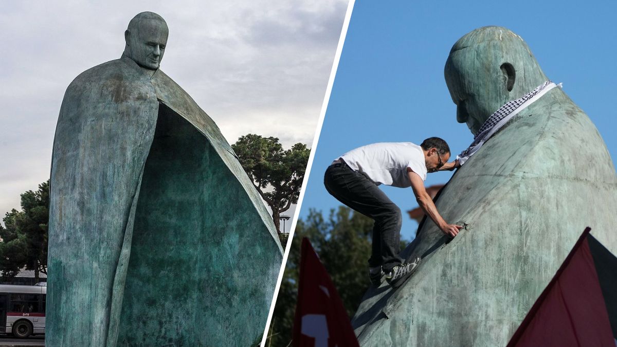 Profanacja pomnika Jana Pawła II w Rzymie po demonstracji