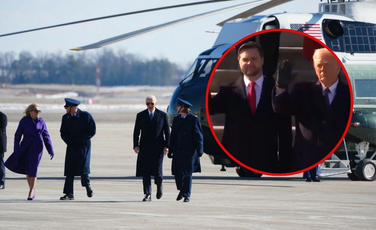 Czekali, aż wsiądzie do helikoptera. Tak pożegnali Joe Bidena