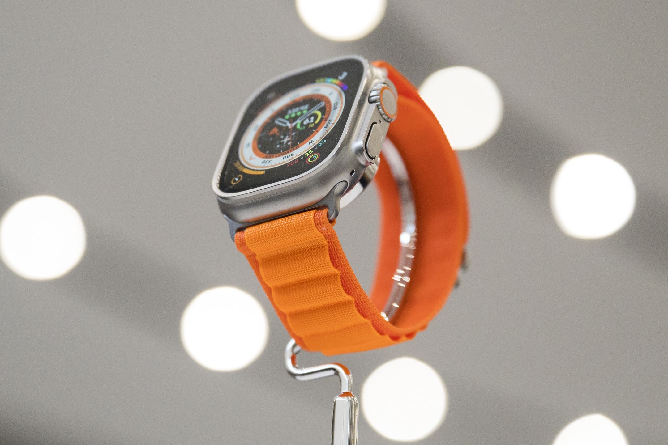 The Apple Watch Ultra during an event at Apple Park campus in Cupertino, California, US, on Wednesday, Sept. 7, 2022. Apple Inc. unveiled a new lineup of devices Wednesday with few surprises beyond one major one: It didnt raise its US prices during one of the worst years for inflation in decades. Photographer: Nic Coury/Bloomberg via Getty Images