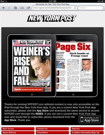 New York Post blokuje iPada