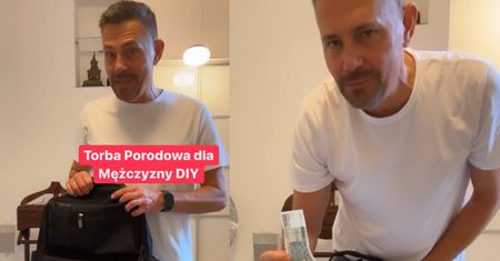 Krzysztof Ibisz pokazał, jak pakuje torbę porodową dla mężczyzny! "Świeczki, olejek do masowania żony, trochę 'keszu'" (FOTO)