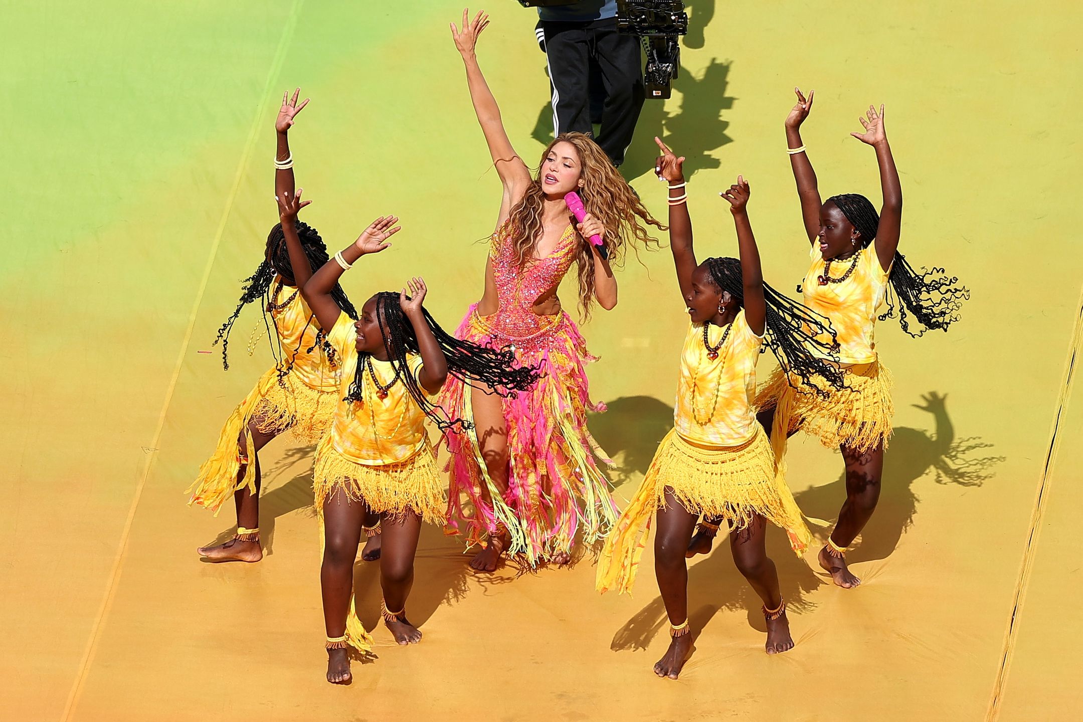 EAST RUTHERFORD, NEW JERSEY - JULY 19: Shakira performs during the Topps Final Halftime Show the FIFA World Cup 2026 Final match between Spain and Argentina at New York New Jersey Stadium on July 19, 2026 in East Rutherford, New Jersey. (Photo by Florencia Tan Jun/Getty Images)