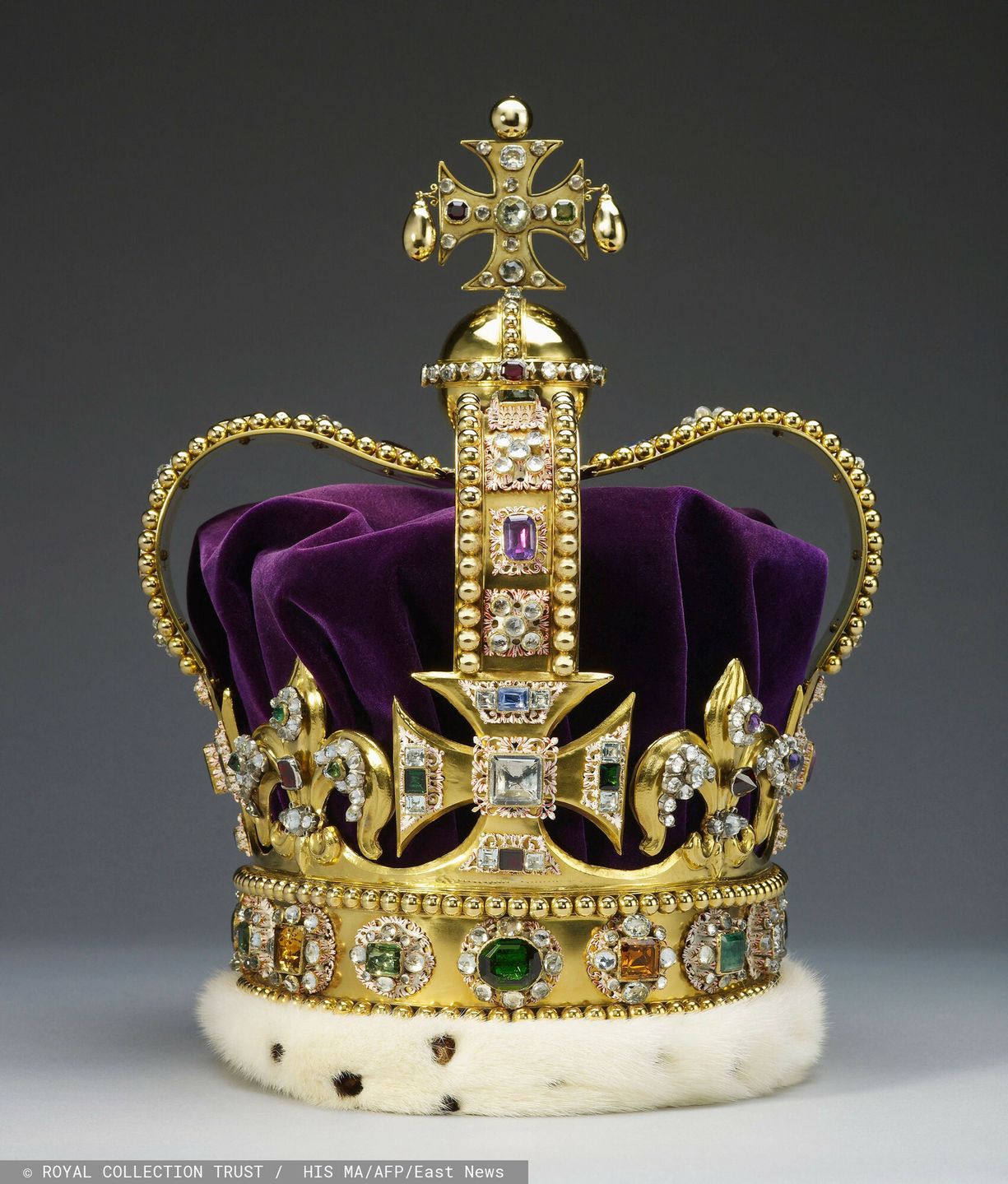 TemporaryAn undated handout photo released by Buckingham Palace in London on December 3, 2022, shows the St Edward's Crown, that is set to be worn by King Carles III during his Coronation on May 6, 2023. - Britain's 17th-century St Edward's Crown has been removed from display in the Crown Jewels to be altered for the coronation of King Charles II next year, Buckingham Palace said Saturday. The solid gold crown encrusted with stones such as rubies, sapphires will undergo "modification work" for Charles III's coronation at Westminster Abbey on May 6, the Palace said. (Photo by Royal Collection Trust / � His Majesty King Charles III 2022 / BUCKINGHAM PALACE / AFP) / RESTRICTED TO EDITORIAL USE - MANDATORY CREDIT "AFP PHOTO / BUCKINGHAM PALACE / Royal Collection Trust / � His Majesty King Charles III 2022 " - NO MARKETING - NO ADVERTISING CAMPAIGNS - NO DIGITAL ALTERATION ALLOWED  - DISTRIBUTED AS A SERVICE TO CLIENTS - NOT FOR USE AFTER DECEMBER 11, 2022 /ROYAL COLLECTION TRUST /  HIS MA