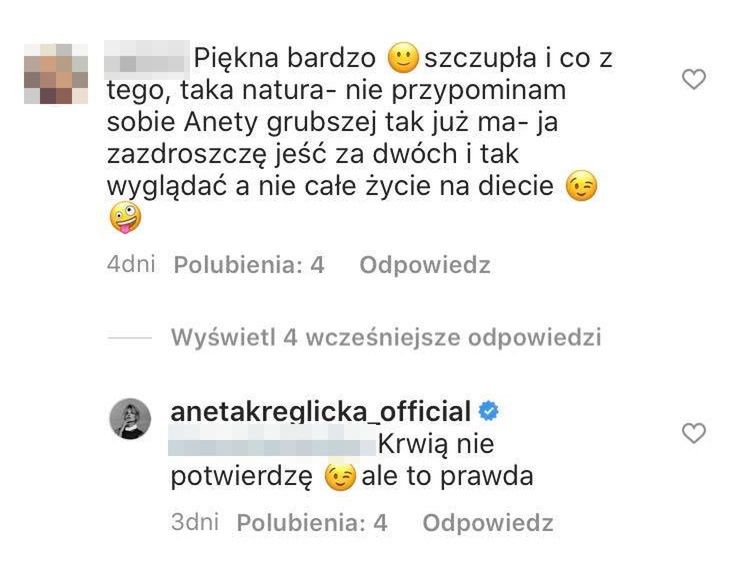 Aneta Kręglicka broni swojej szczupłej sylwetki
