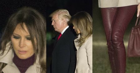 Melania w OBCISŁYCH, SKÓRZANYCH spodniach wraca z Donaldem i Barronem do Białego Domu. Seksowna?