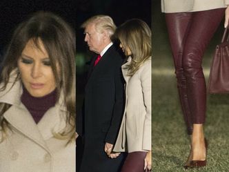 Melania w OBCISŁYCH, SKÓRZANYCH spodniach wraca z Donaldem i Barronem do Białego Domu. Seksowna?
