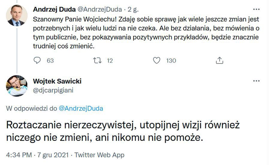 Wojtek Sawicki odpowiada Andrzejowi Dudzie
