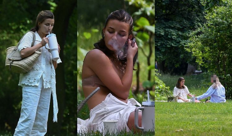 Julia Wieniawa relaksuje się w parku
