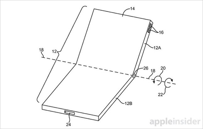 Składany smartfon Apple'a - szkic patentowy