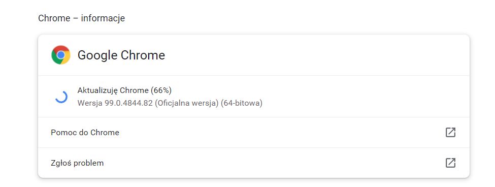 Aktualizacja Google Chrome