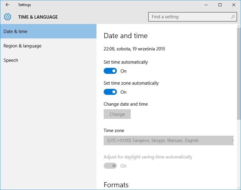 Automatyczne ustawienia strefy czasowej - brawo Microsoft!