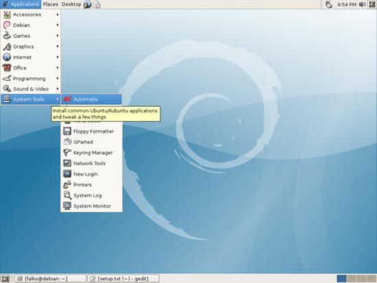 Debian 4 Etch Źródło: https://www.howtoforge.de/images/the_perfect_desktop_debian_etch/55.jpg