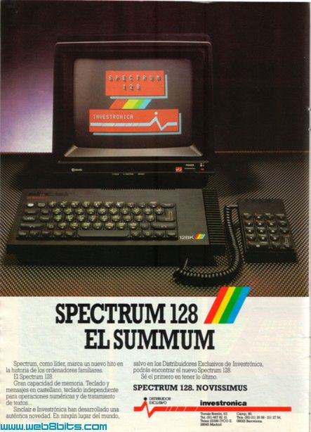 Hiszpańska reklama prasowa ZX Spectrum 128K.