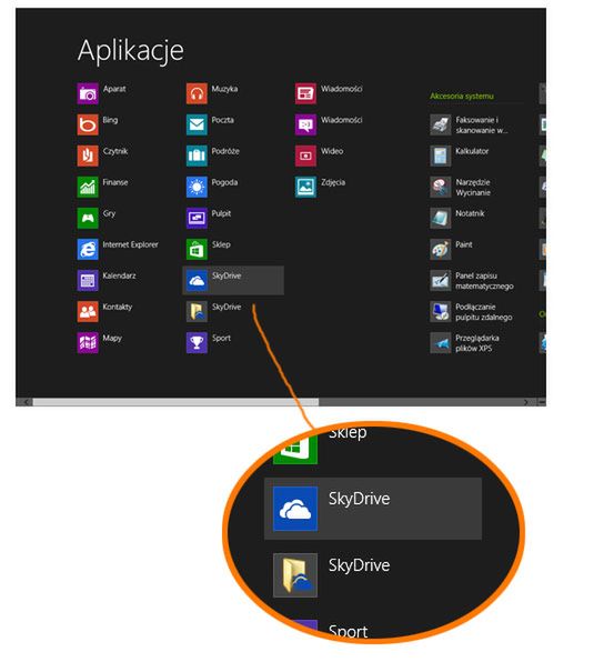 Dwie aplikacje SkyDrive