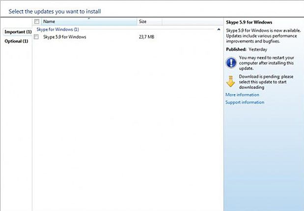 Skype w Windows Update?