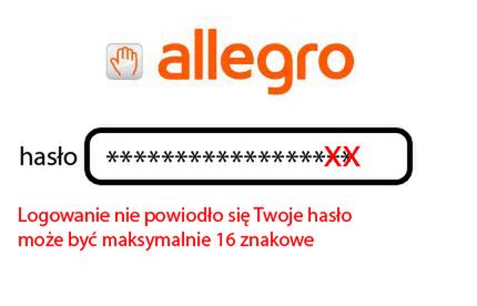 Za długie hasło..? Tylko na Allegro